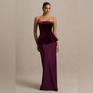 Club L London Strapless Burgundy Dress